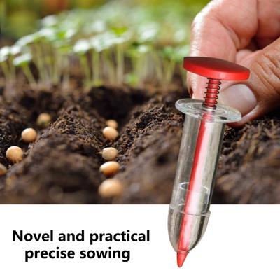 Sowing Dispenser Syringe-Type Elastic Spring Press Control High Accuracy Labor Saving Transparent Body Garden Seeder Planting Tool