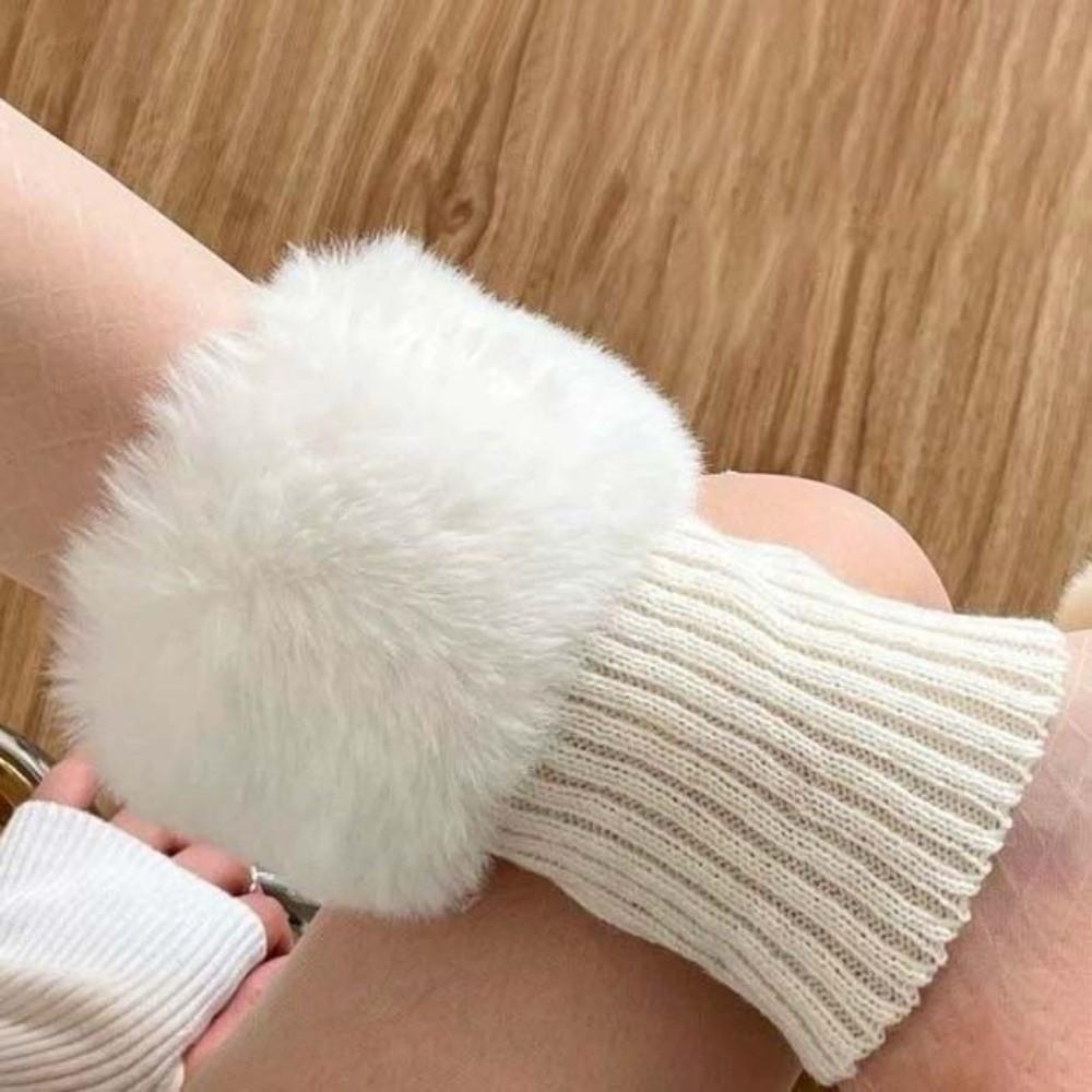Solid Color Faux Fur Leg Warmers Thick Warm Foot Sleeve Fuzzy Foot Covers  Cosplay Accessory