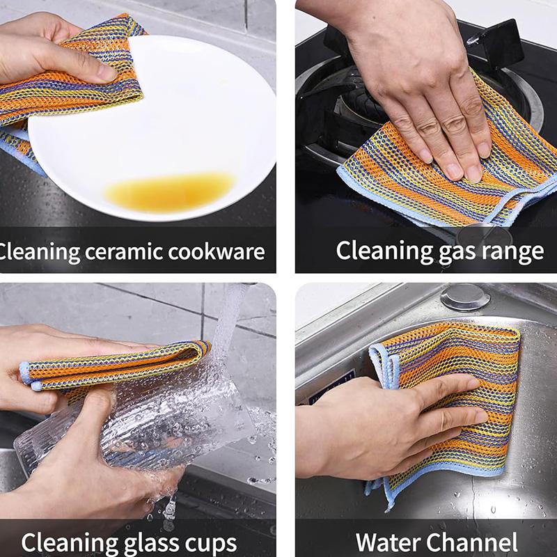 Dry Odor Free Scrub Cloths for Dishes Kitchen Cleaning Cloths for Cookware Sinks Stove Tops Non Scratch Steel Wire Dishcloths