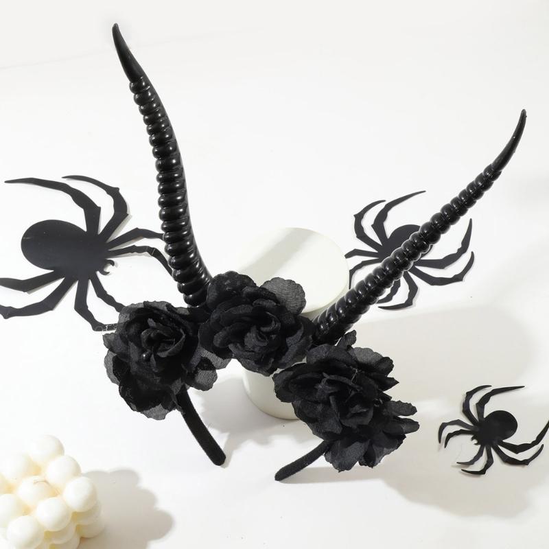 Halloween Devil Horns Headpiece With Comfortable Design Safe Costume Headband For Adults Cosplay Accessory