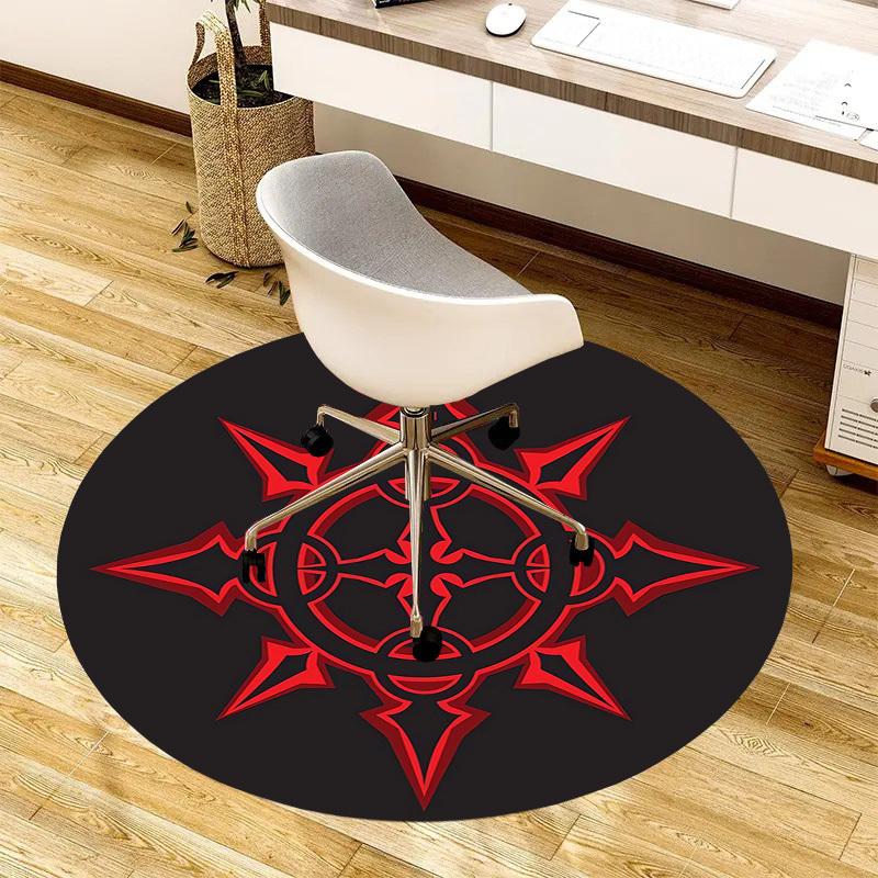 1pc Red Compass Symbol Round Carpet, Made of Polyester,Office Chairs, Living Rooms, Or Bedrooms, a Cool Rug for The Living Room.ydt26059