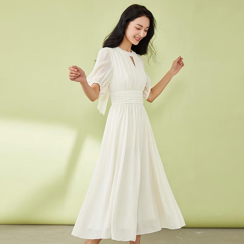 

Tatu Elegant Mid-Length Short-Sleeve A-Line Dress S