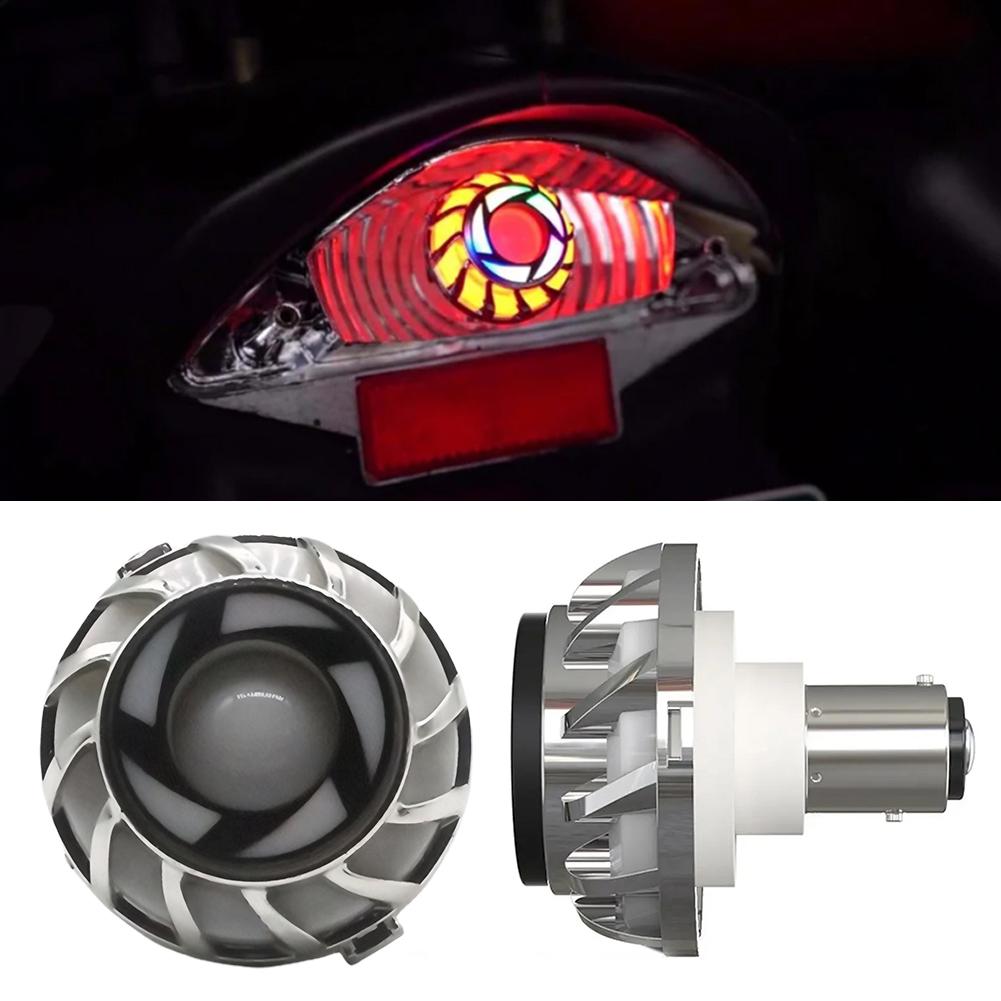 9-12V Rücklicht Bremse Hinten 200ML Angel Eye LED Motorrad Bremsleuchte Buntes Blitzlicht Motorrad LED Blinklicht
