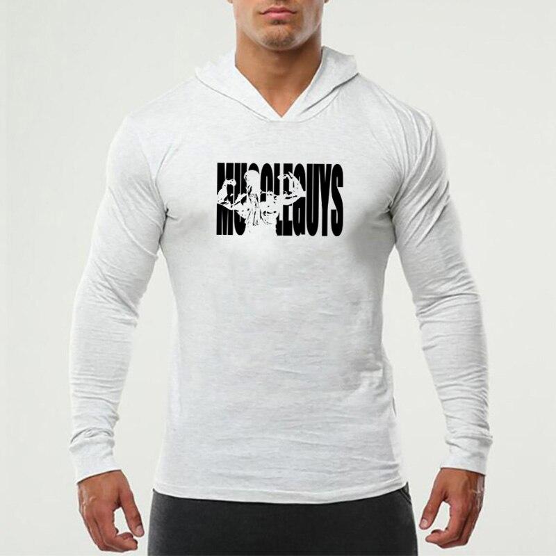 Muscleguys   Men's Autumn Hooded Sweater Fashion Color Selection Thin Coat Fitness Sports T-shirt Casual  Cotton Tops