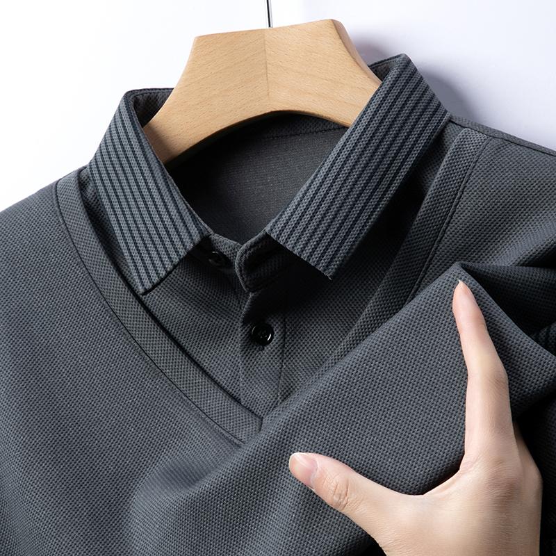 High Quality Long Sleeved Men'S Polo Shirt For Autumn Winter Fashion Two Pieces Of High-End Design Top Korean Casual T-Shirt