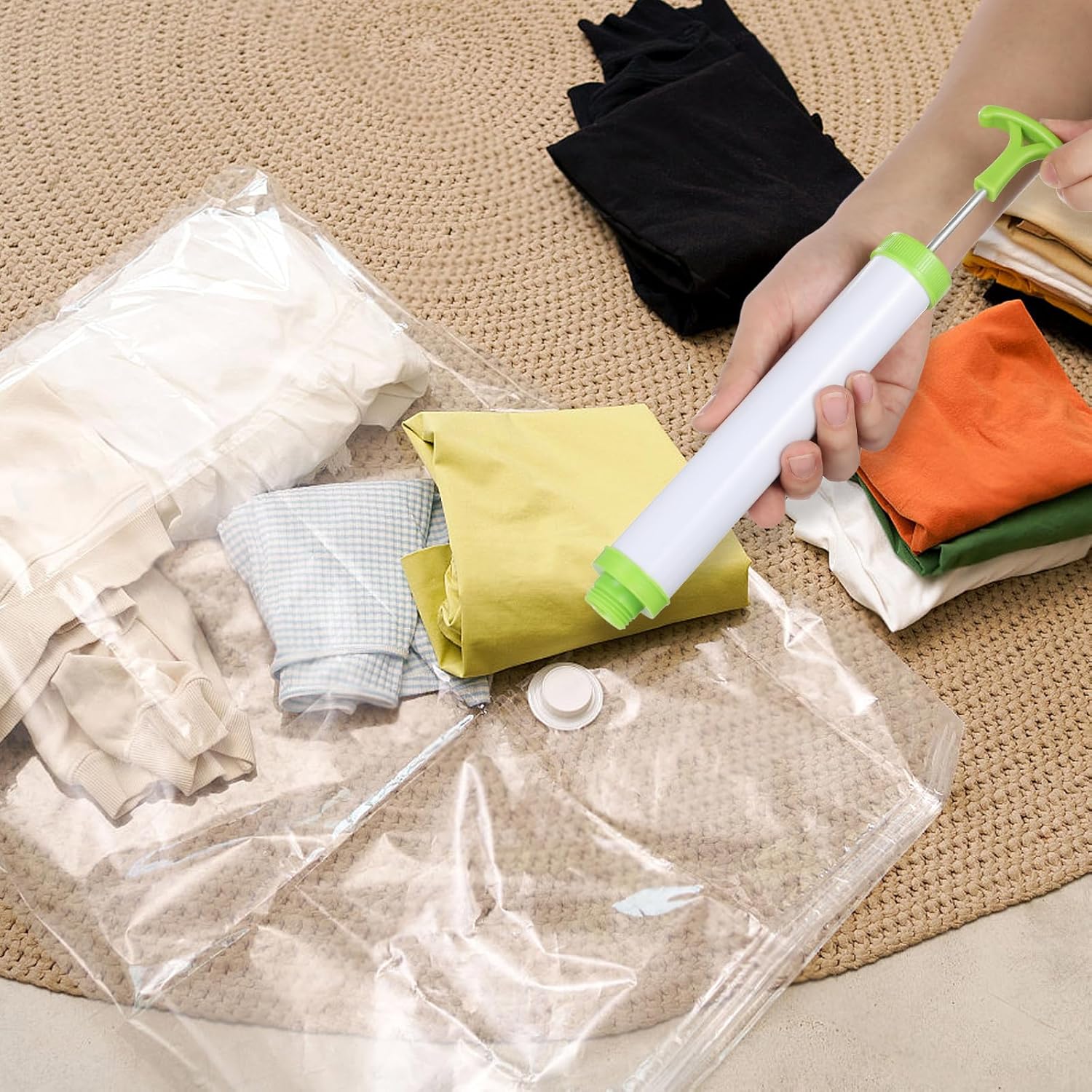 PRETYZOOM Handheld Vacuum Pump for Storage Bags - Space Saver Bag Compression - Portable Hand Pump for Travel & Vacuum Bag Storage Manual Air