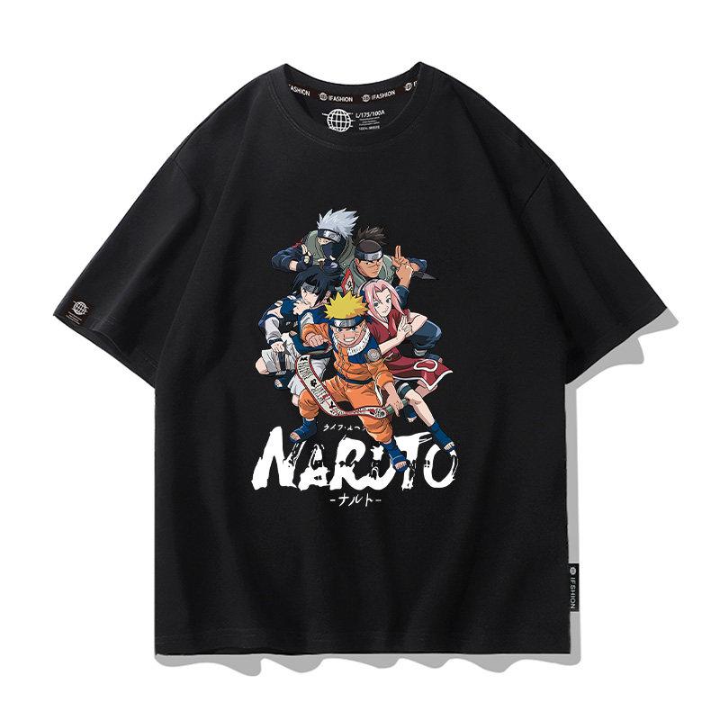 Anime Cartoon Childrens Tshirt Naruto Cartoon Co Branded Printing Parentchild Outfit Summer Cotton Fashion Short Sleeve