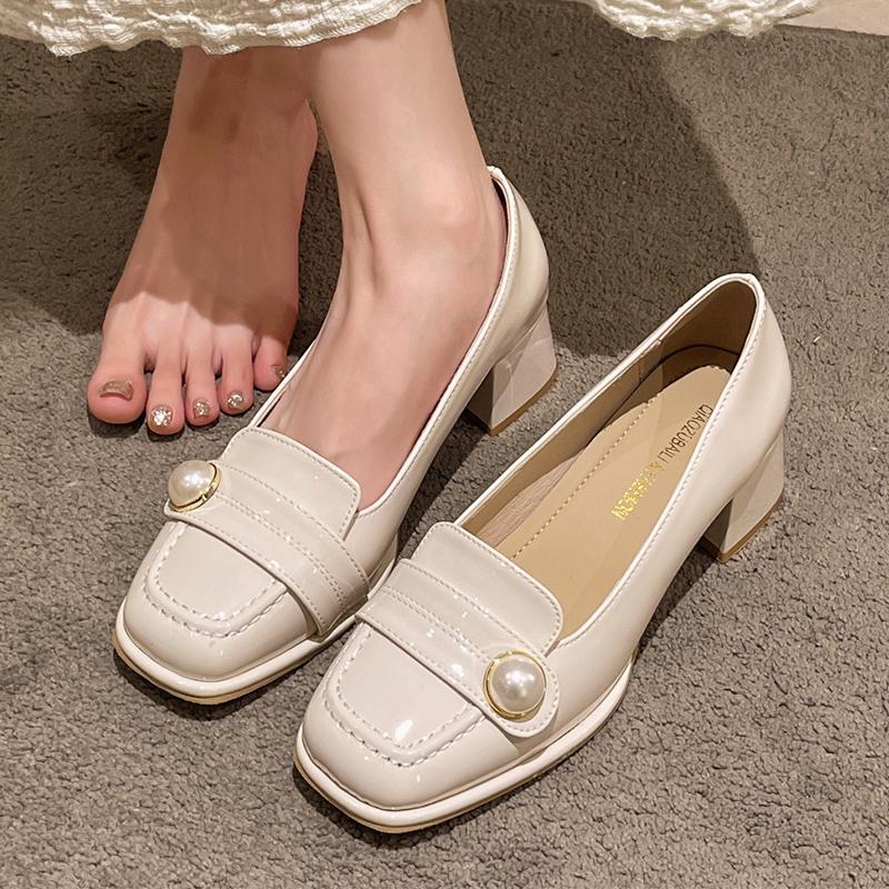 

Модные женские туфли на высоком каблуке Мэри Джейн, модные лоферы на массивной подошве, элегантные женские туфли-лодочки 2025 Осень, дизайнерская роскошная обувь для женщин 35 бежевый