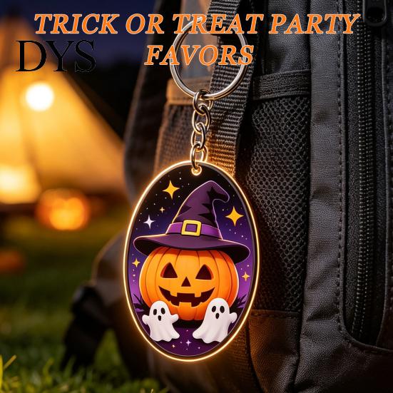 Backpack Hanging Decor Halloween Acrylic Ghost Pumpkin Keychain, Cartoon Car Key Keychain Ring Pendant, Decorative Charm Accessory for Handbags