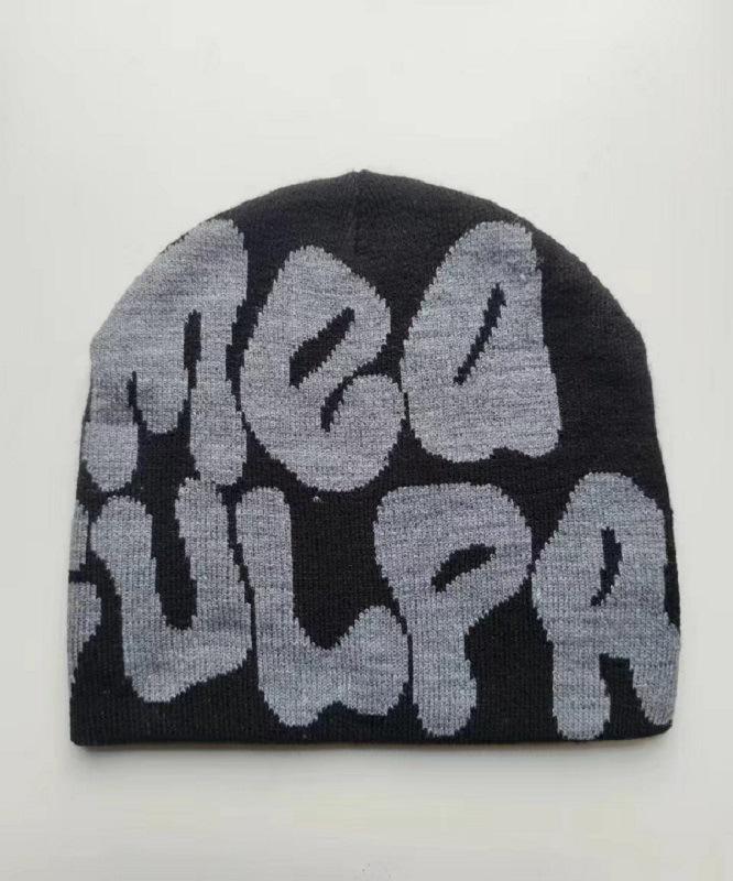 Hip Hop Trend Letter Knit Beanie - Unisex Wool Jacquard Hat
