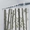 Bamboo Pattern Shower Curtain Waterproof Bathroom Decor Green Leaves Black Rods White Fabric Print Home Accessories Decoration
