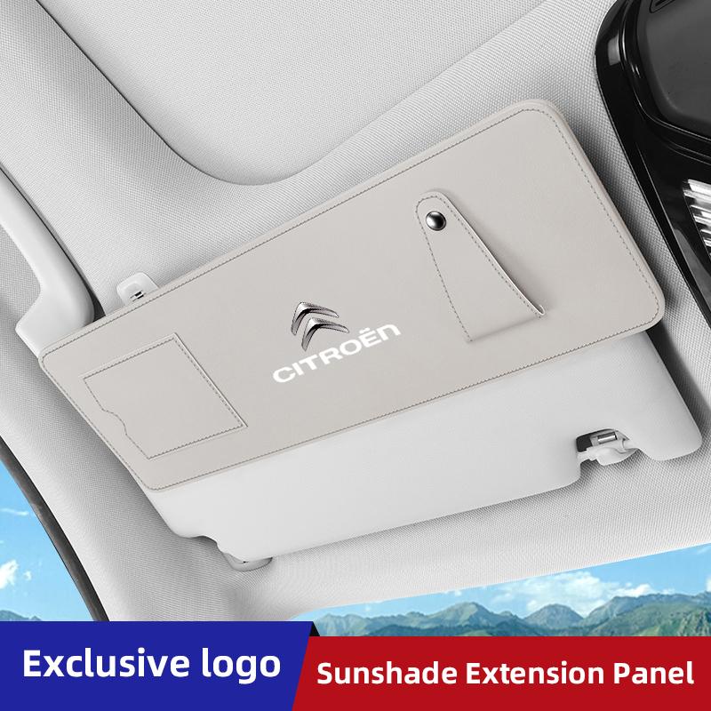VXCW9 Car Sun Visor Extension Panel For Citroen C4 C3 C2 C1 Berlingo Saxo Anti-glare UV Sun Shield Card Holder Glasses Holder keychain
