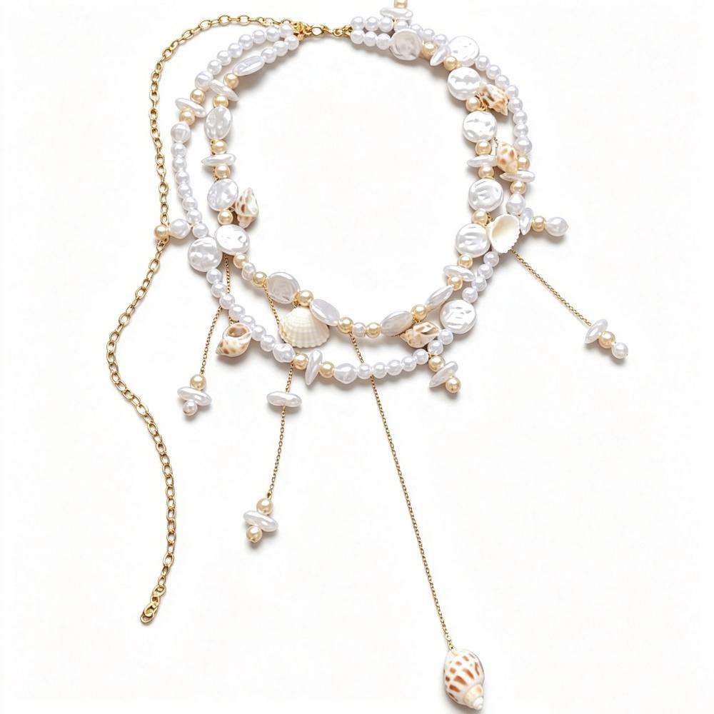 Starfish Double Layer Seashell Waist Chain Conch Pendant Belly Chain  Summer