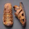 Summer outdoor sandals men's leather jelly sole men's baotou hole beach men's cool slippers breathable breathable non-slip