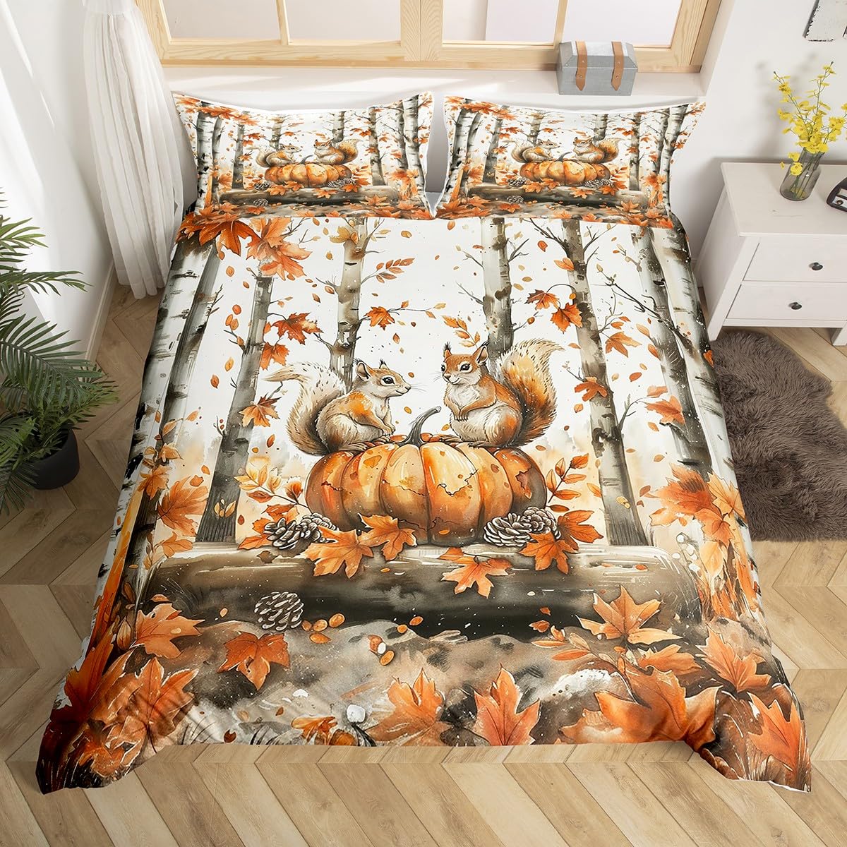 

Cute Squirrel Duvet Cover Sets Boys Girls Queen King Size Kids Teens Bedspread Cover Bedroom Decor No Comforter Lightweight Down EU Single(135x200cm)