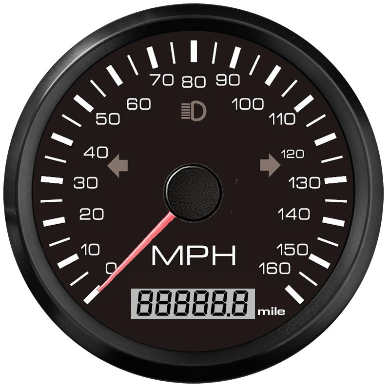 ZMFJH 0-160MPH 85MM GPS Speedometer Gauge with Antenna Red Backlight Odometer High Beam Turn Light for Boat Yacht Car 12V24V