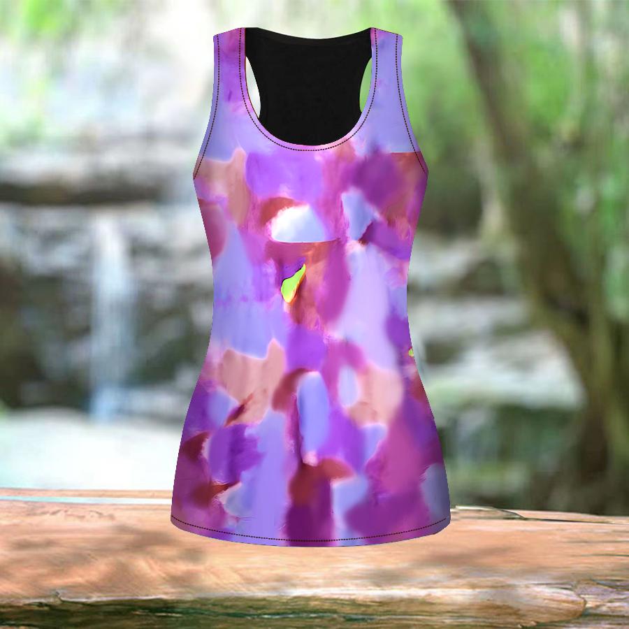 3D Multicolored Petals Print Women Workout Yoga Gym Printed Summer Sport Shirts Plus Size Vests