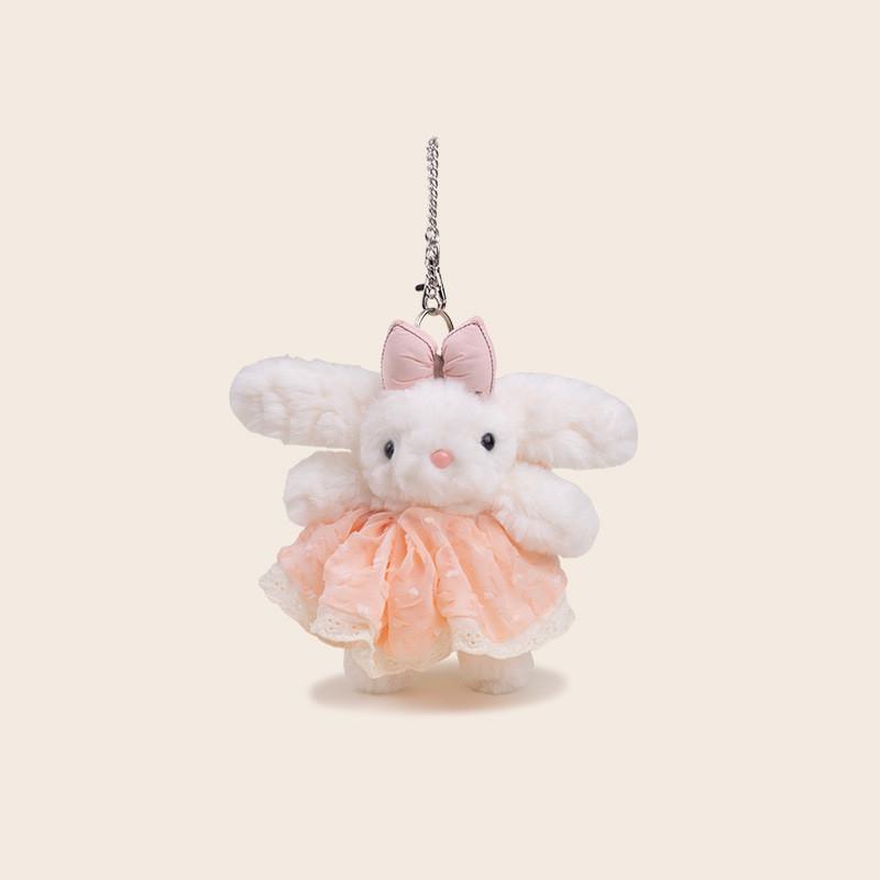 Fallen Rabbit Eared Plush Pendant Lolita Jk Doll Floral Plaid Skirt Design Bow