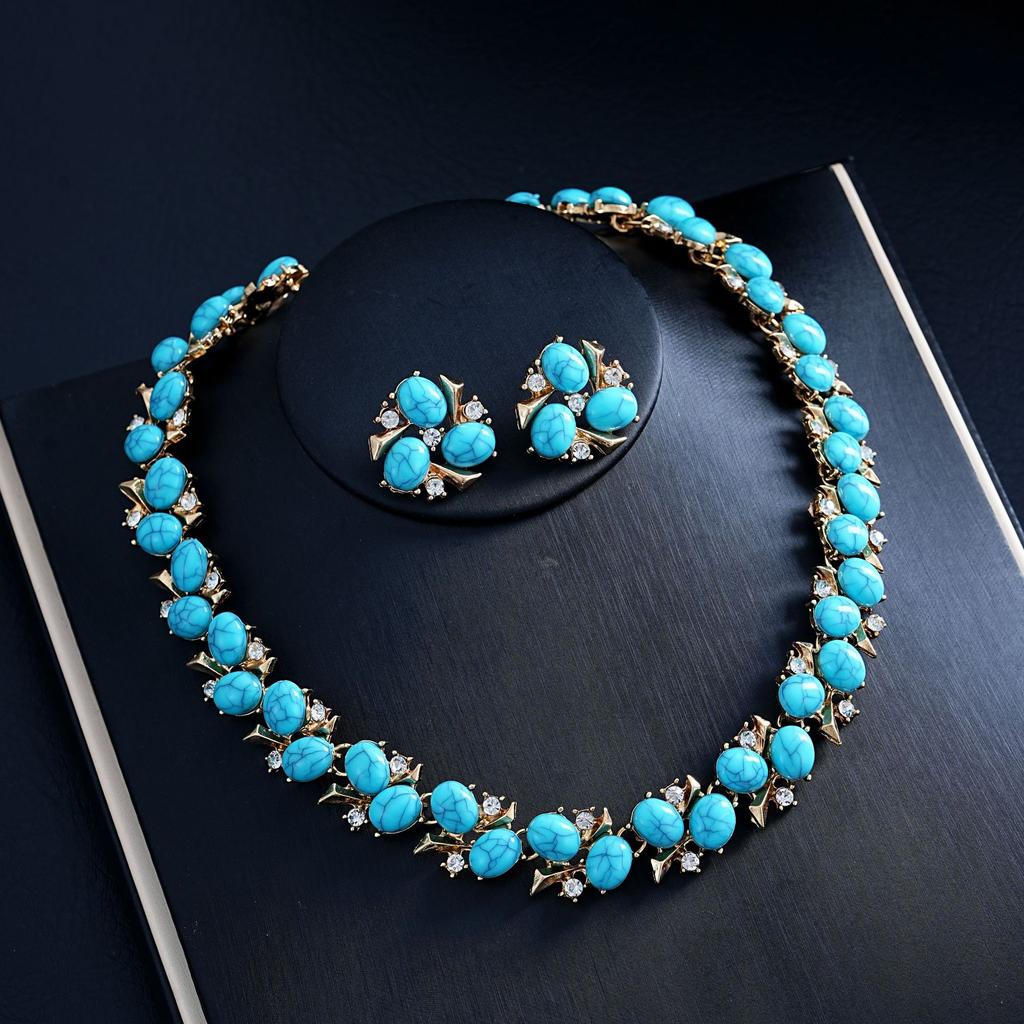 European and American Fashion Light Luxury Necklace Earrings Two-piece Set Bridal Wedding Accessories Dress Set Female 2026