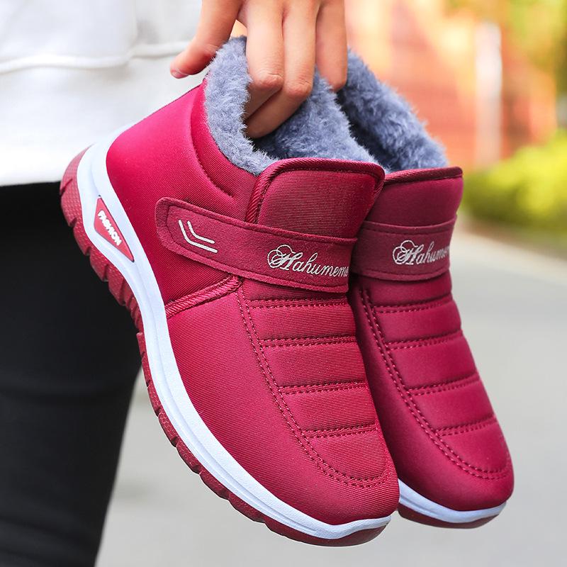 Women's Winter Velcro Fleece-Lined Ankle Boots - Warm Cotton Snow Shoes