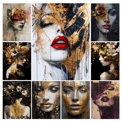 Pittura Diamante Astratta Donna Fiori Gir Diy Quadrato Pieno Rotondo Trapano Strass Ricamo Mosaico Kit Punto Croce
