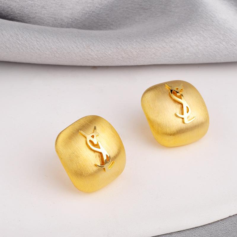 Matte Geometric Stud Earrings, Vintage Square Earrings, Retro Statement Earrings, Brushed Metal Jewelry