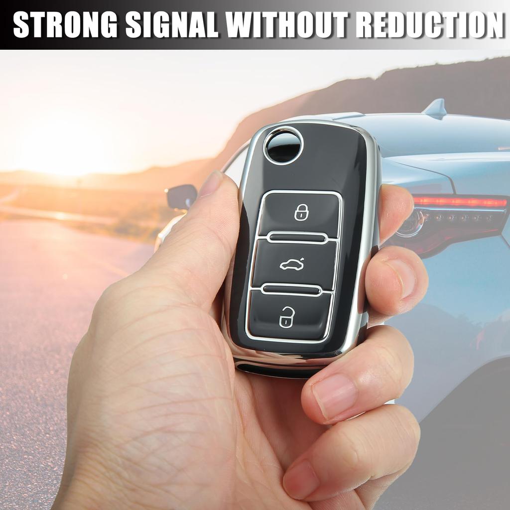 uxcell Smart Key Fob Case Cover Compatible with Volkswagen Compatible
