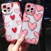 Süße Rosa Liebe Herz Handyhülle Für iPhone 11 12 13 14 15 Pro Max Mini XR XS X 7 8 14 Plus Mode Transparent Weiche Rückseite