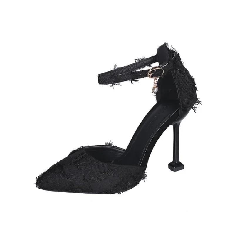 

Элегантные серебристые туфли на высоком каблуке женские туфли 2024 года осень плюс ремешки на щиколотке вечерние туфли женские с острым носком свадебные туфли с бантом 40 чёрный