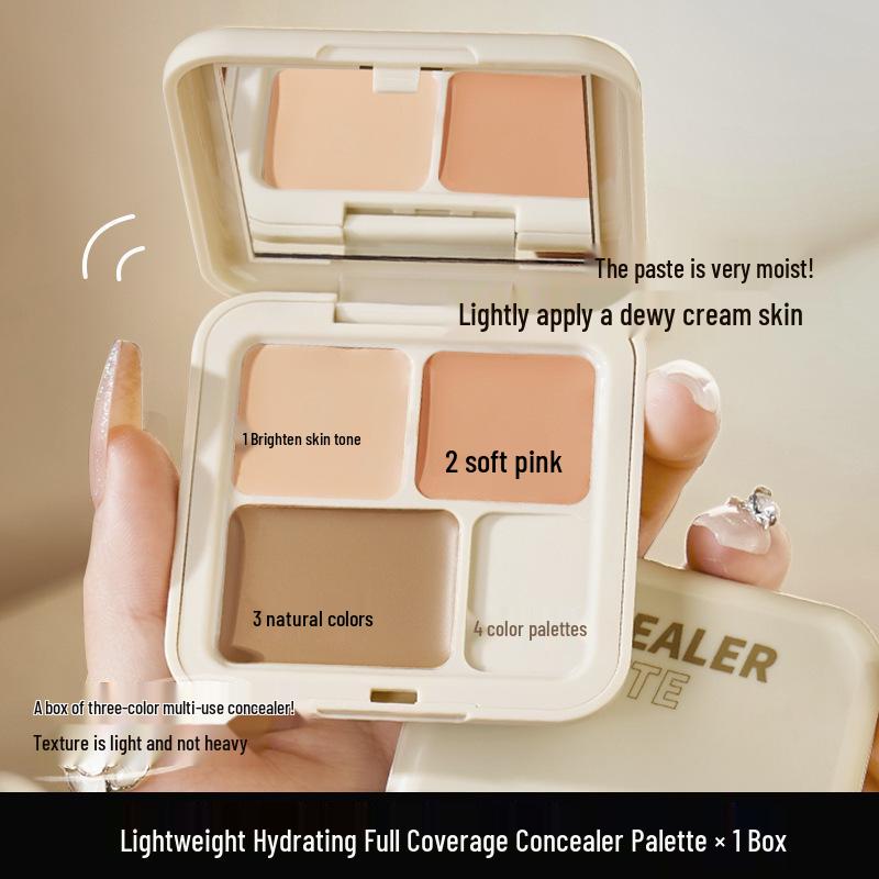Mingxi Zhi Three-Color Concealer Palette: Smooth, Non-Caking Cream for Contouring and Scar Coverage.