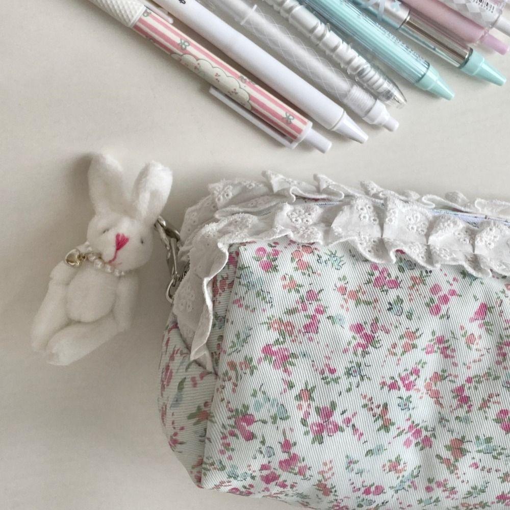 Lace Floral Pattern Pencil Case Large Capacity Stationery Bag New Stationery Organizer  Students