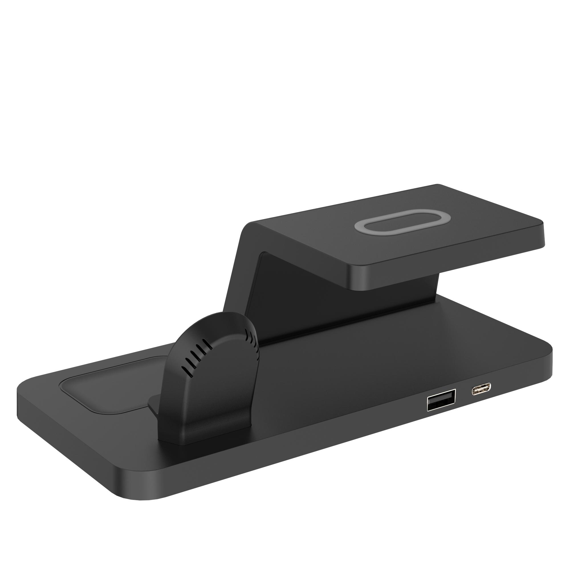 

Электронный светодиодный будильник с разъемом USB Type-C и беспроводным зарядным устройством 15 Вт для наушников/часов/мобильного телефона, прикроватные часы для зарядки чёрный