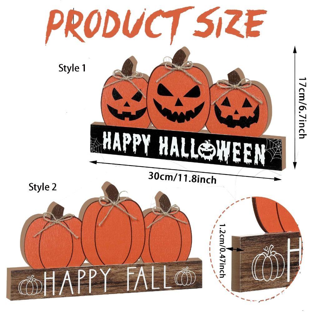 Wooden Fall Pumpkin Table Decor Funny Halloween Ornaments Halloween Desk Decoration Cabinet