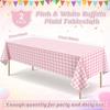 Pink And White Checkered Tablecloths Disposable Party Picnic Tablecloths Splash Proof Checkered Tablecloths For Camping Decoration Party Gifts