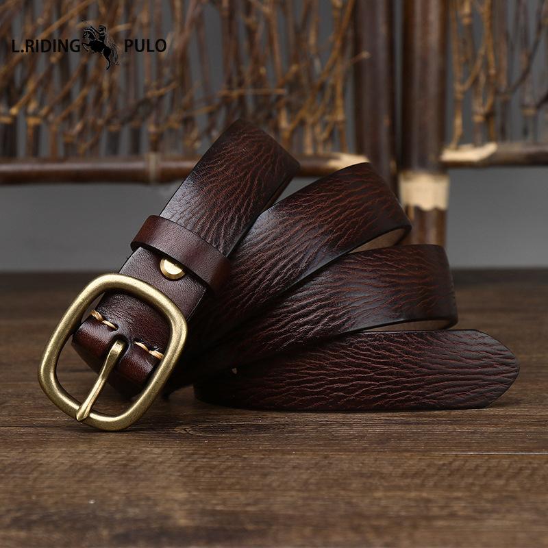 Handmade Retro Copper Buckle Ladies Belt Leather Belt Simple and Versatile Pin Buckle