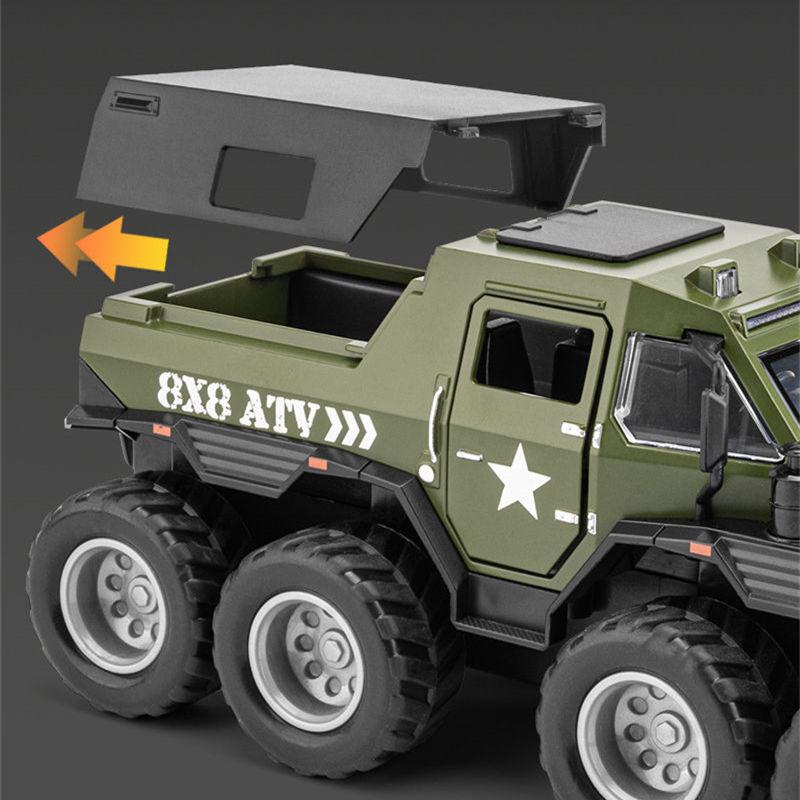 1/32 Siberia Conqueror Shaman 8*8 Tyre Alloy Car Model Diecast Metal Toy Police Off-road Vehicle Car Model Sound Light Kids Gift