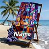 Personalisierter Strandtuch mit individuellem Namen für Five Nights at Freddy's, für Reise Camping Strandparty Heimdekoration, Geburtstagsgeschenk für Familie & Freunde