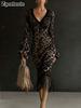 Women's Floral Knit Dress with V-Neck and Fringe Details for Spring Summer Casual Wear