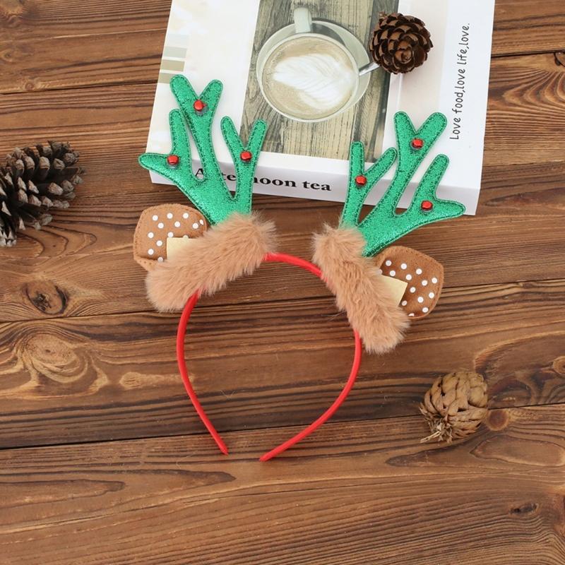 Festival Deer Antler Headpiece With Soft Fabric And Jingling Bells Comfortable Christmas Hair Ornament For Family