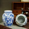 Antique Blue and White Hand-Painted Ceramic Flower Arrangement Vase