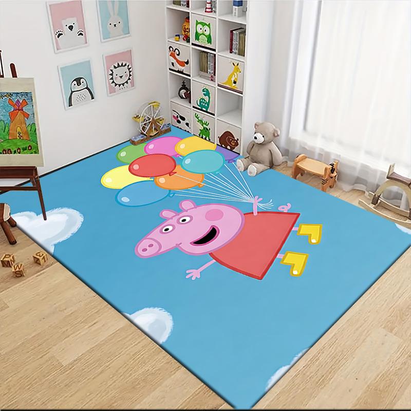 1Pc Peppa Pig'S Playful Day Carpet Rug Customizable Soft Washable Antislip Home Living Room Sofa Mats Personalized Rug 0917107