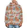 Men's Christmas Print Flannel Hoodie Hooded Casual Pullover Sweatshirt for Fall Winter
