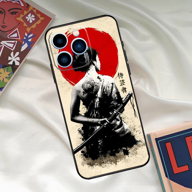 Japanese Samurai Warrior Geisha Phone Case For iPhone 16 14 13 12 11 15 17 Pro Max 15 16 Plus 13 Mini 16e 17 Air Funda Cover