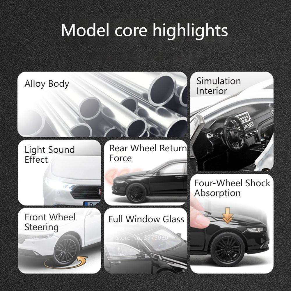 1:32 Honda Accord CIVIC TYPE-R Toys Cars Miniature Models Alloy Diecast Doors Opened Car Toy Sound Light Vehicles Children Gifts ahn256