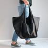 Oversized Bag Solid Color Large Capacity Faux Leather Vintage Foldable Tote for Vacation