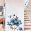Creative Blue Flower Butterfly Wall Stickers Self Adhesive Removable Decals for Living Room Bedroom Hallway Home Decor