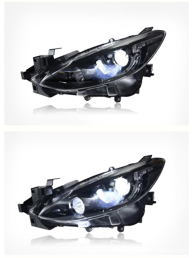 Axela 14-16 LED Headlight Assembly with Daytime Running Lights and Xenon Lens