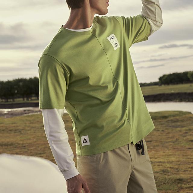 FILA x BBC EARTH T Shirt Men's Mustard Powder A51M437101FMT