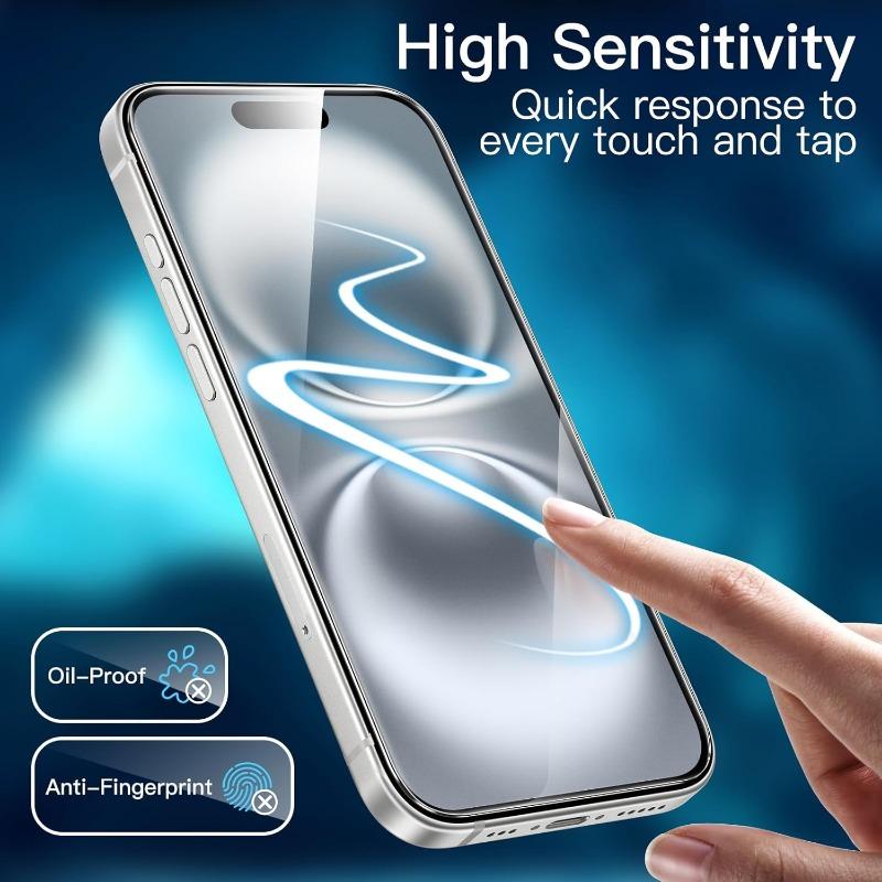 iPhone 16 HD Screen Protector (6.3 Inches), [top 9H Tempered Glass Film], Easy To Align, Scratch Resistant, Drop Resistant