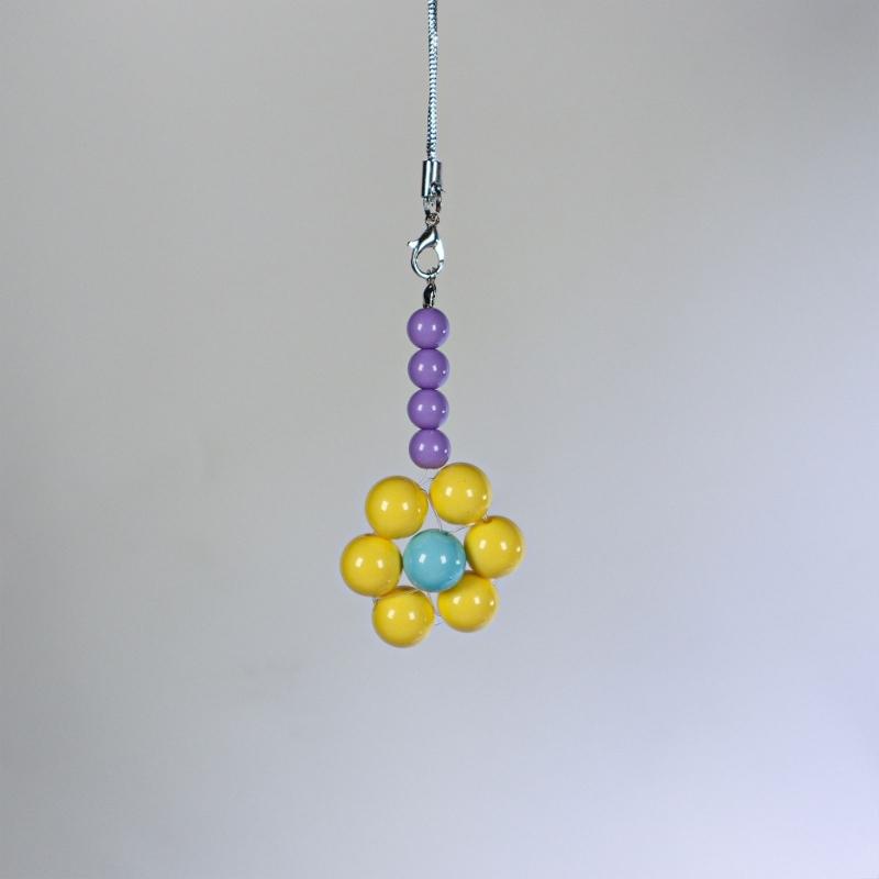 Sweet Phone Chain Strap Lanyard Colorful Bead Flower Pendant Phone Charm Hangings Decoration Cute Phone Accessories